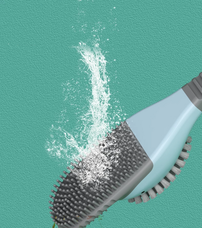 送料無料 トイレブラシ シリコン製 トイレ掃除 アヒル型 あひる 掃除用具 トイレ用品 ケース付き 柄付きブラシ 床置き 壁付け ソフト 柔らか 一体型 便器ブ 3402