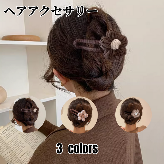 ヘアアクセサリー 花　可愛い　美しい　秋冬   3083