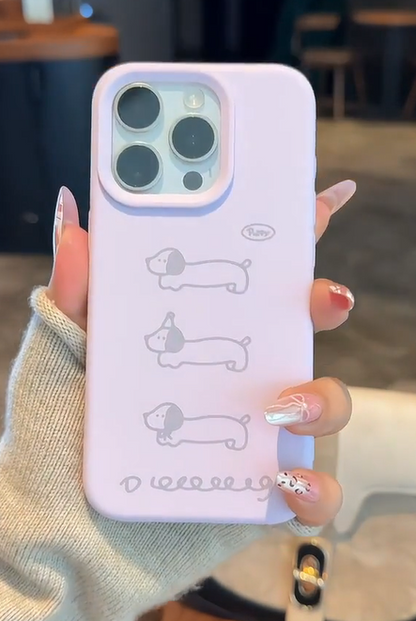 スマホケース  iPhoneケース 可愛い　おしゃれ 　犬　パープル 1151