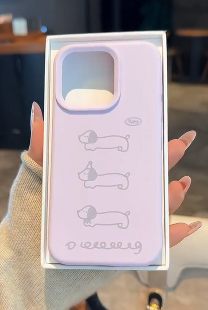 スマホケース  iPhoneケース 可愛い　おしゃれ 　犬　パープル 1151