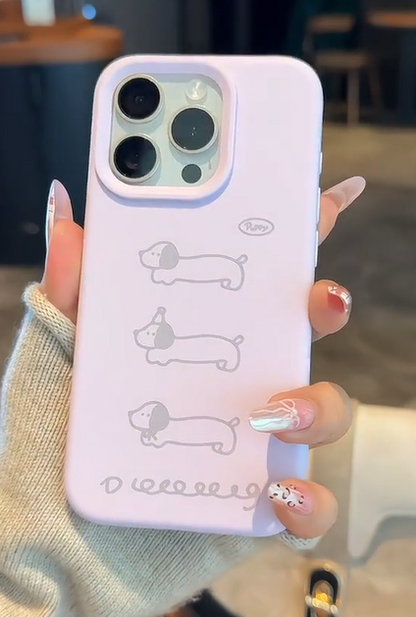 スマホケース  iPhoneケース 可愛い　おしゃれ 　犬　パープル 1151