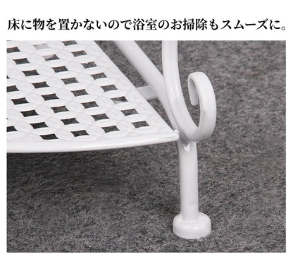 送料無料  ラック ステンレス 浴室収納 コーナー 突っ張り棒 バスルーム つっぱり バスラック 便利グッズ 3356