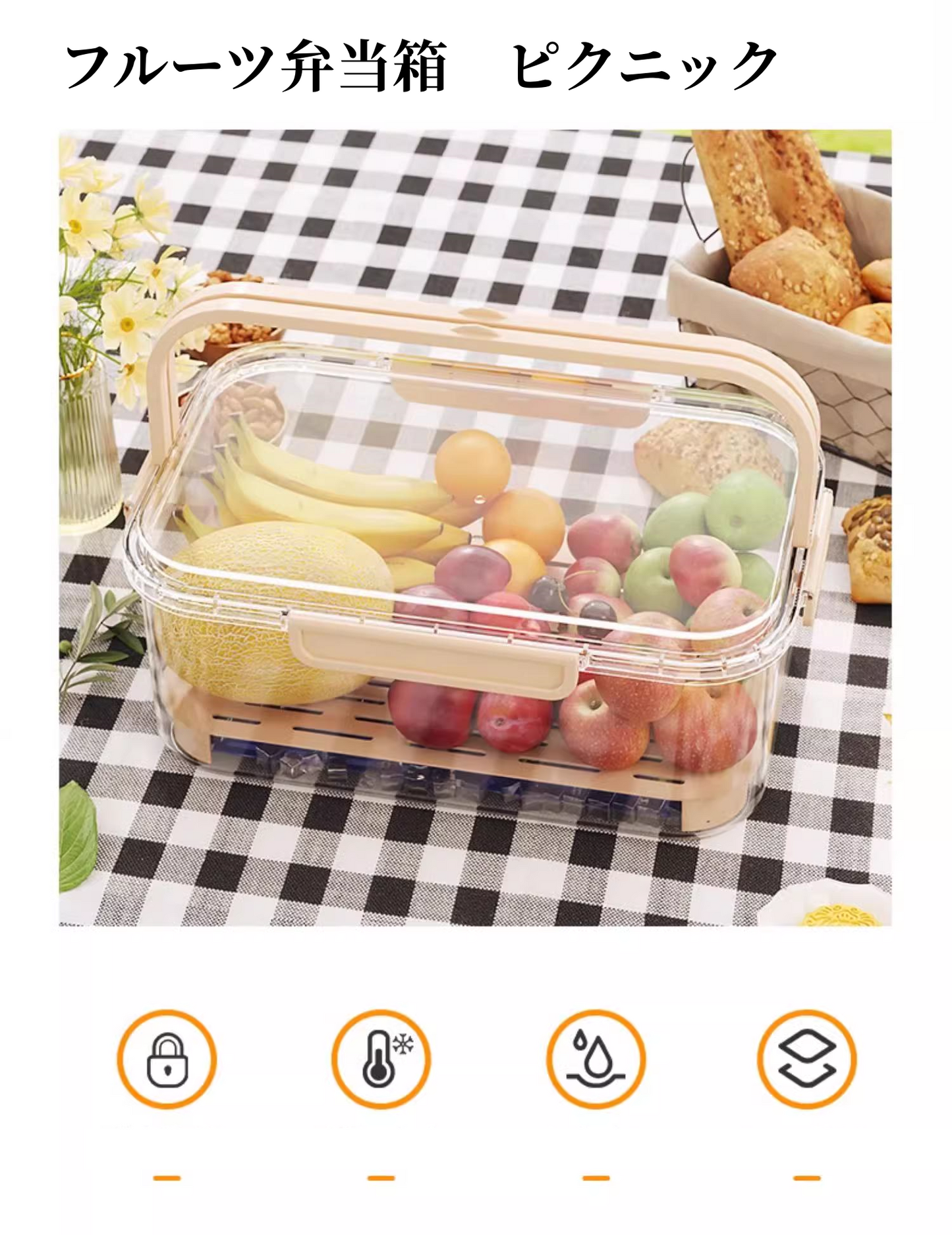 送料無料　2点セット　フルーツ弁当箱　ピクニック　アウトドア　　3269