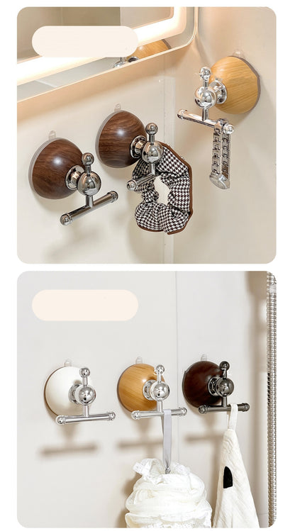 送料無料 丸型 木目調 強力吸着 強力吸盤フック 吸盤式フック おしゃれ 強力吸盤フック 跡が残らない 簡単設置 繰り返し使える 壁掛け 省スペース 3432