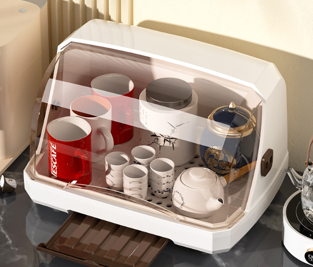 送料無料　コップの水切り収納ボックス  ほこり防止  便利    3230