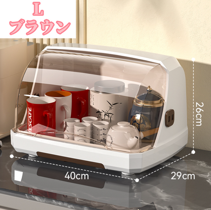 送料無料　コップの水切り収納ボックス  ほこり防止  便利    3230