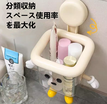 送料無料　2点セット　吸盤式収納ボックス　トイレ　洗面台　浴室　フェイスタオル　　　3248