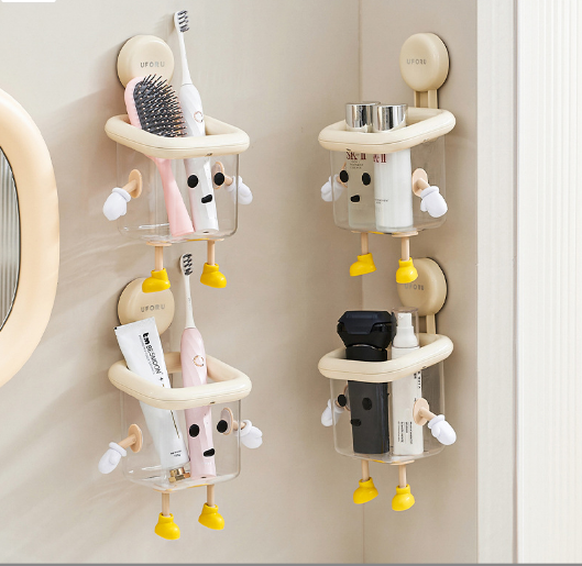 送料無料　2点セット　吸盤式収納ボックス　トイレ　洗面台　浴室　フェイスタオル　　　3248