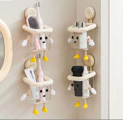 送料無料　2点セット　吸盤式収納ボックス　トイレ　洗面台　浴室　フェイスタオル　　　3248