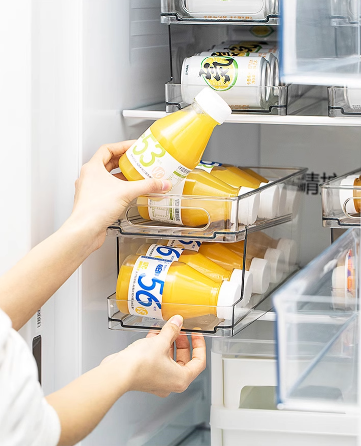 送料無料　　引き出し式収納棚　冷蔵庫飲料収納ボックス　　　3278