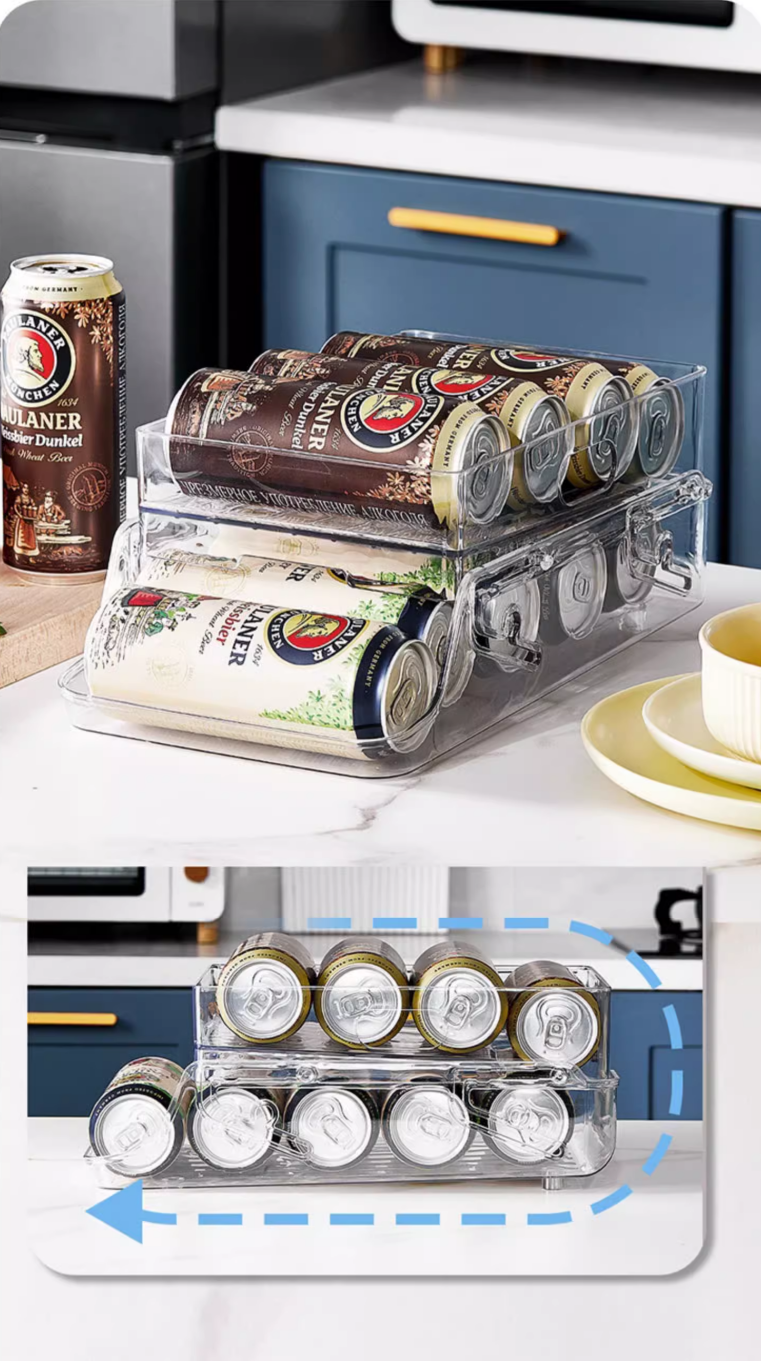 送料無料　　引き出し式収納棚　冷蔵庫飲料収納ボックス　　　3278