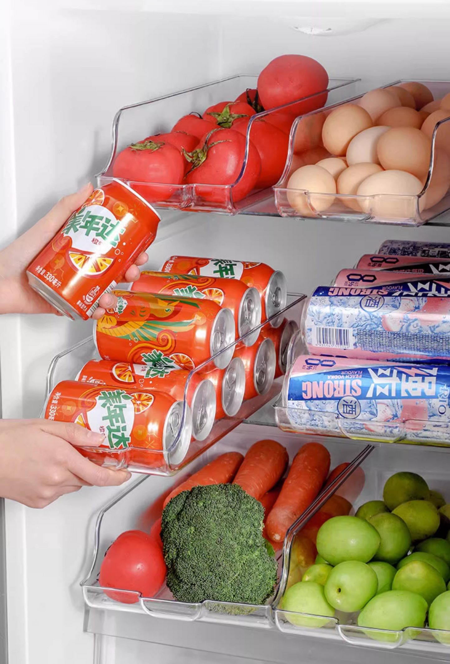 送料無料　　引き出し式収納棚　冷蔵庫飲料収納ボックス　　　3278